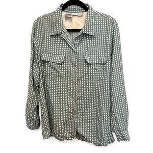 Vintage Jacqueline Ferrar 100% Silk Button Up gingham shirt size large